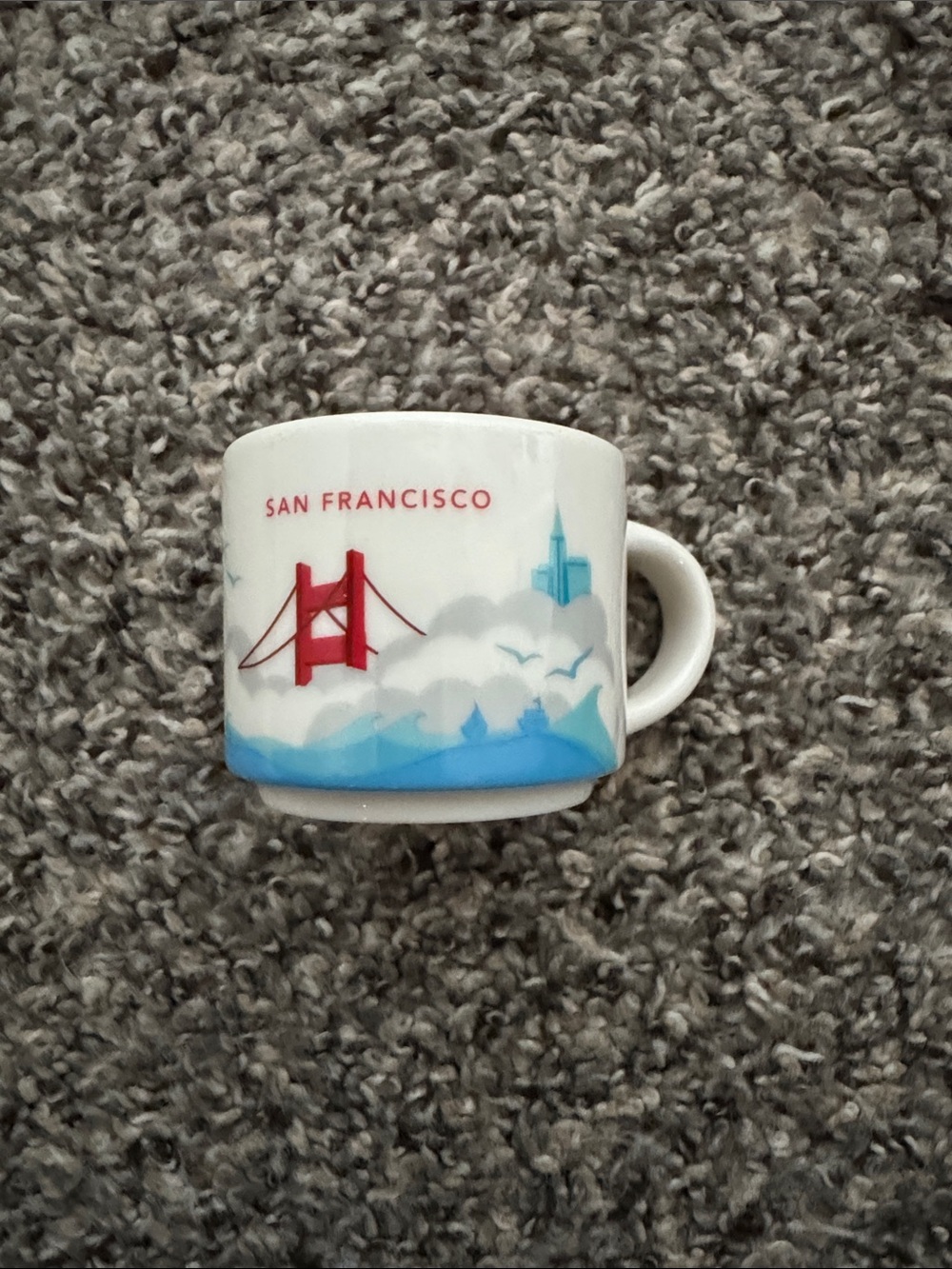 Starbucks San Francisco Ceramic Mug in White with Red & Blue Artwork